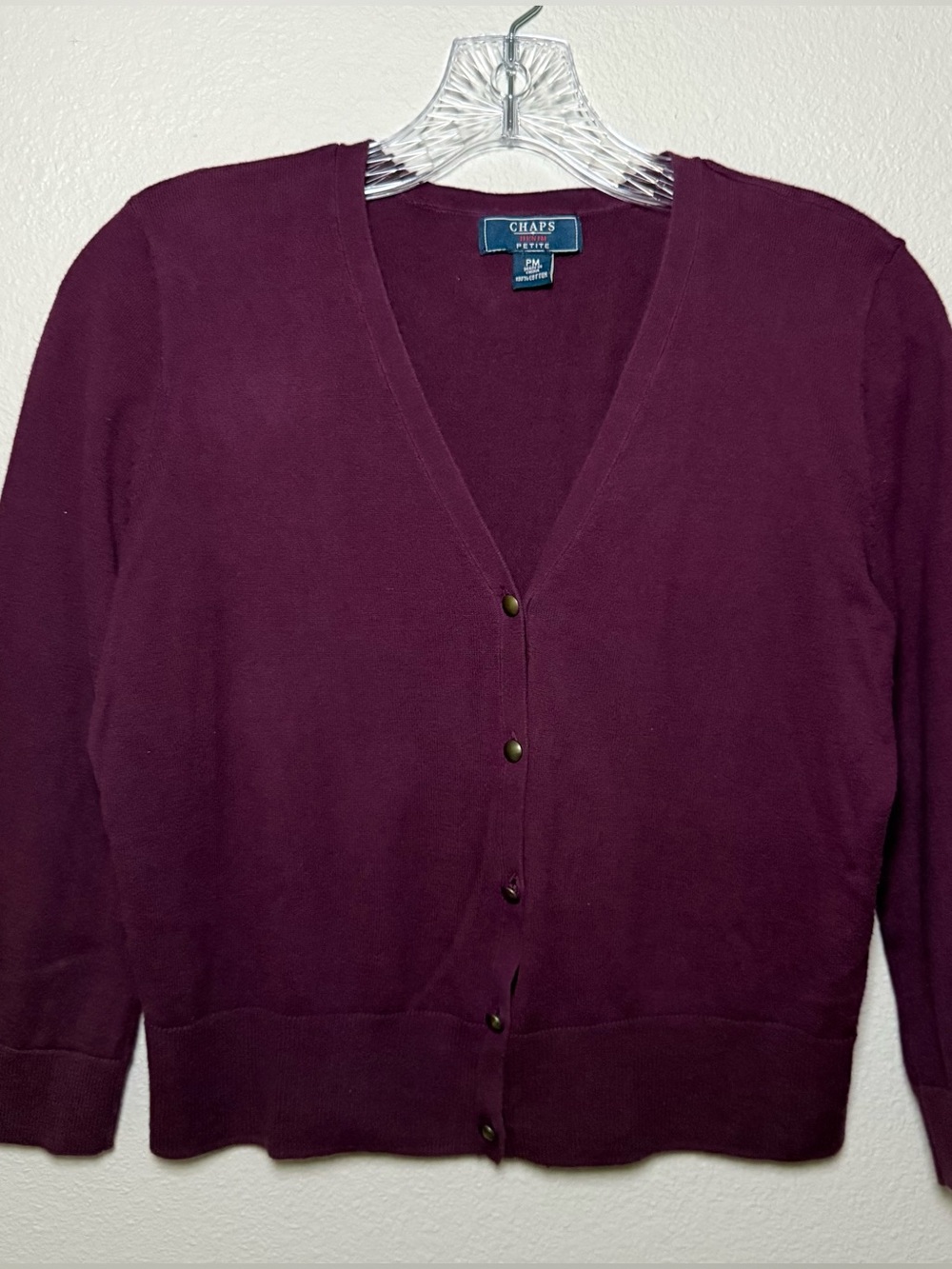 Chaps plum cardigan with gold-tone buttons women’s petite medium